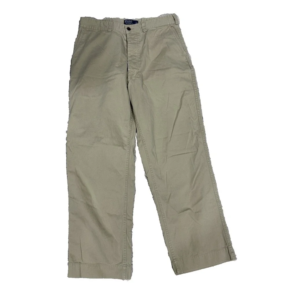 Polo Ralph Lauren Pants Mens Tags Size 34 x 32 Beige  67 Chino Baggy‎ Button Fly